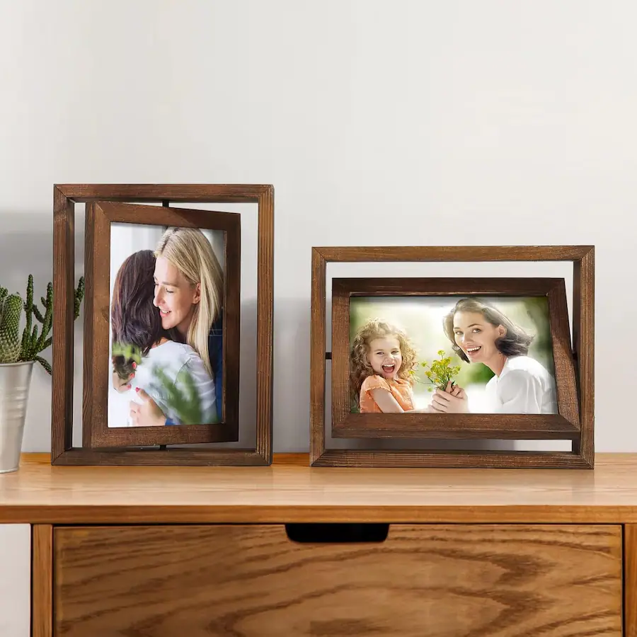 Floating Rotating Frames blue 2 Pack 5x7 Rotating Floating Picture Frames,Double Sided Display ...