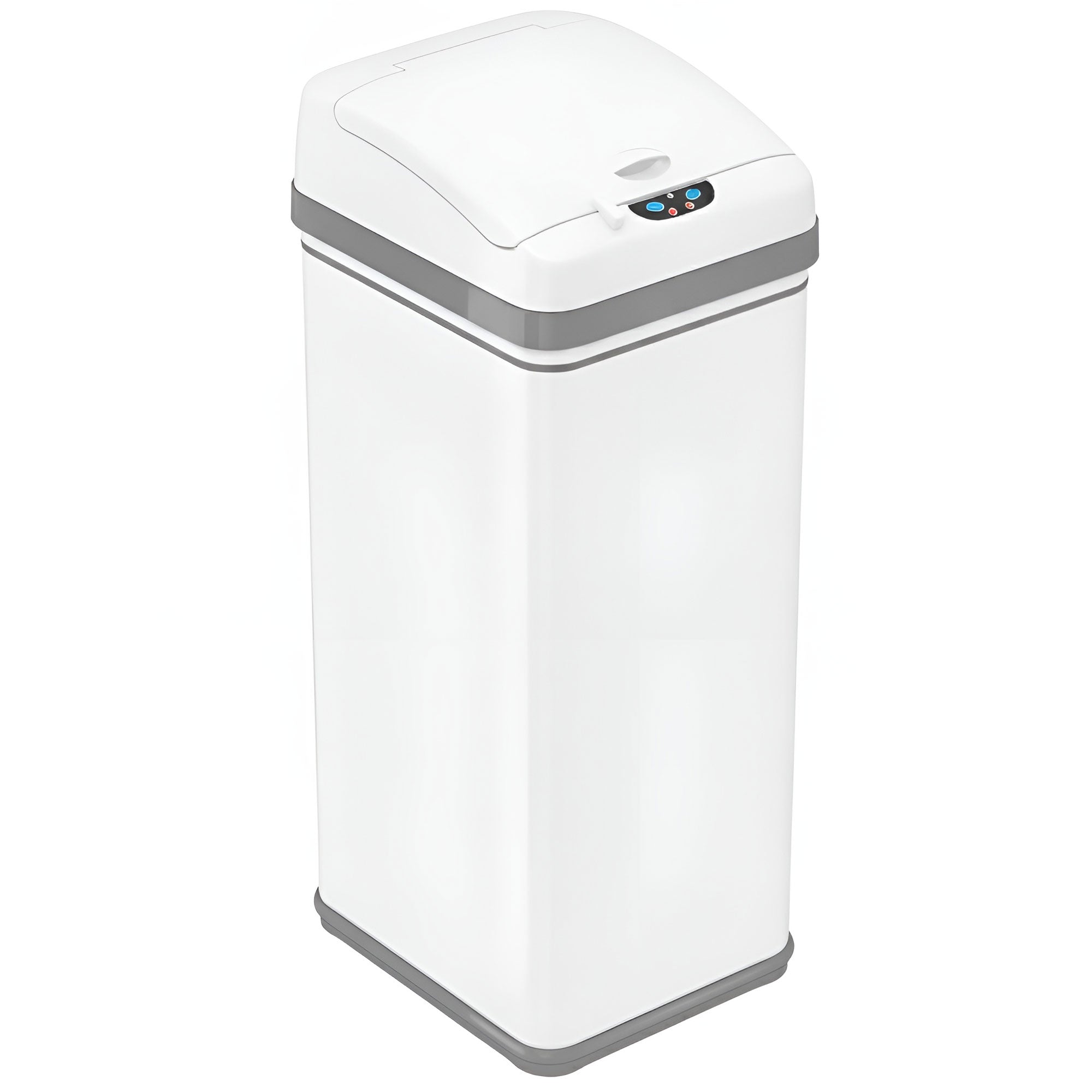 iTouchless - 13 Gallon Stainless Steel Sensor Kitchen Trash Can with AbsorbX Odor Filter - White