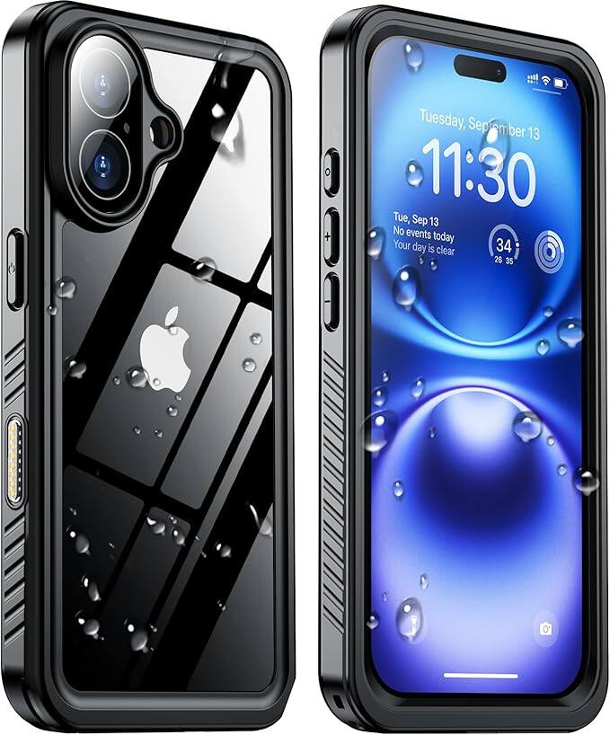 Entronix - Waterproof Case for iPhone 16 Plus - IP68 Protection and Durability - Clear