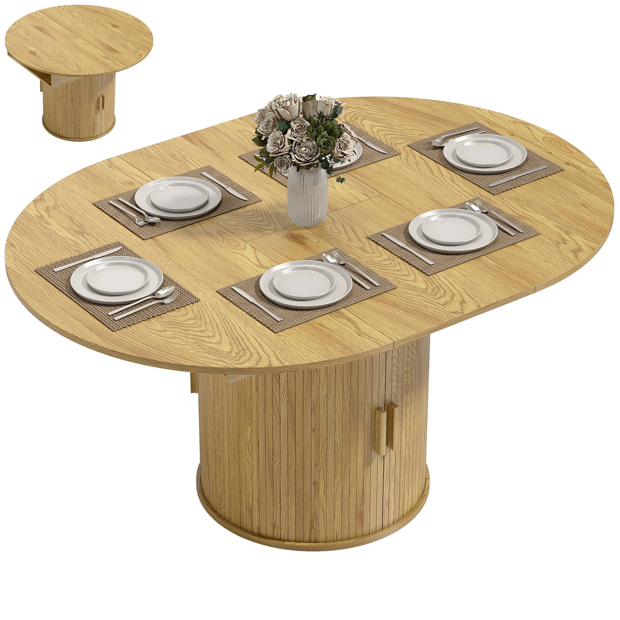 Alt View 1. Homcom - Dining Table for 6 - Natural Wood.