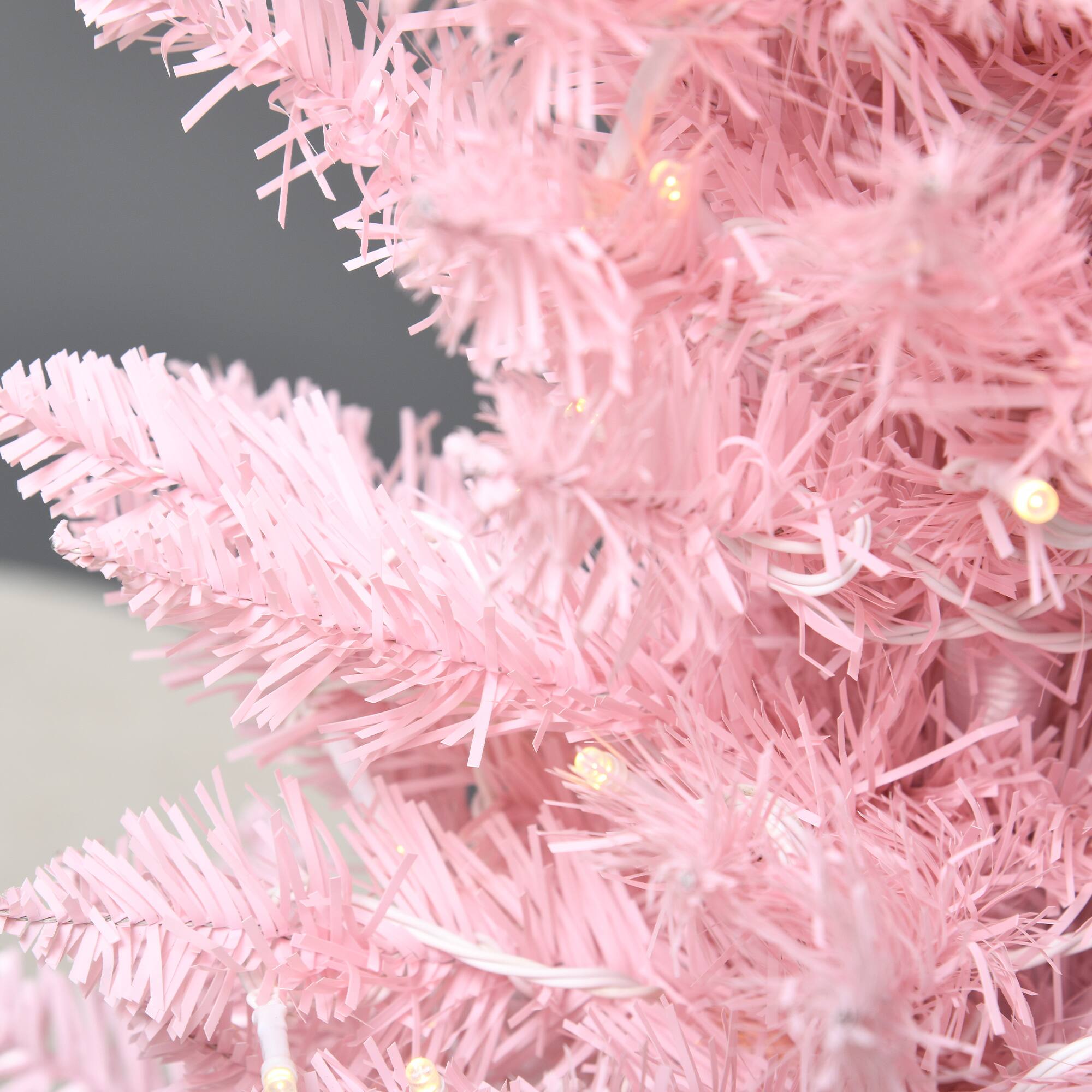 Alt View 8. Homcom - Pre-Lit Slim Noble Fir Artificial Pencil Christmas Tree, 200 Warm White LEDs, 390 Tips - pink.
