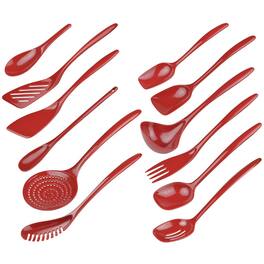 Hutzler - 12 Piece Cook & Serve Melamine Utensil Set - Red