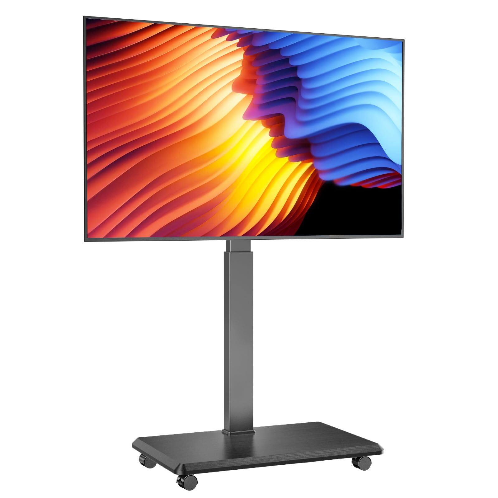 Refined Abode Design - Rolling Tv Stand With Power Outlet Mobile For 32 Tvs Up To 30° Swivel Floor 18 Adjustable Heights Cart On W - GM-A02