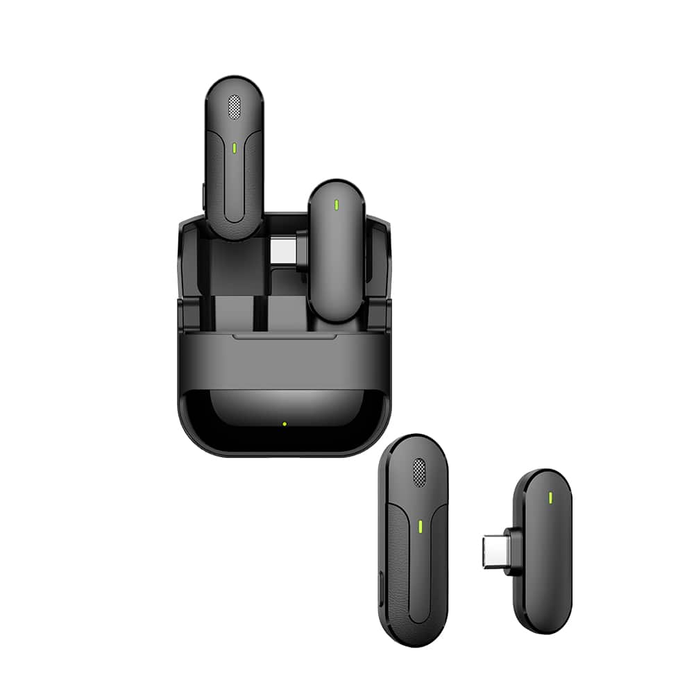 Cluzine - Dual Wireless Lavalier Microphones with Charging Case,Plug & Play for Live Stream
