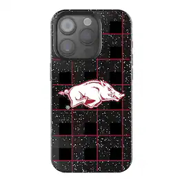 Keyscaper - NCAA - Arkansas Razorbacks Plaid Bling iPhone Case - 14 - Black