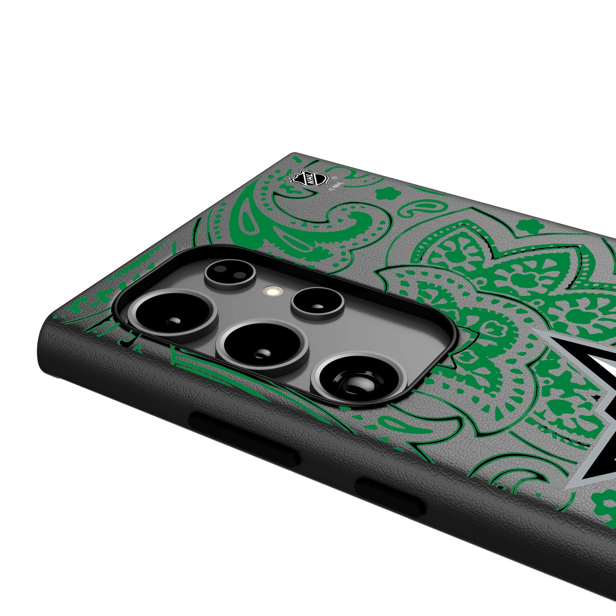 Alt View 3. Keyscaper - Dallas Stars Paisley Galaxy Magnetic Bump Case - S24 - Black.