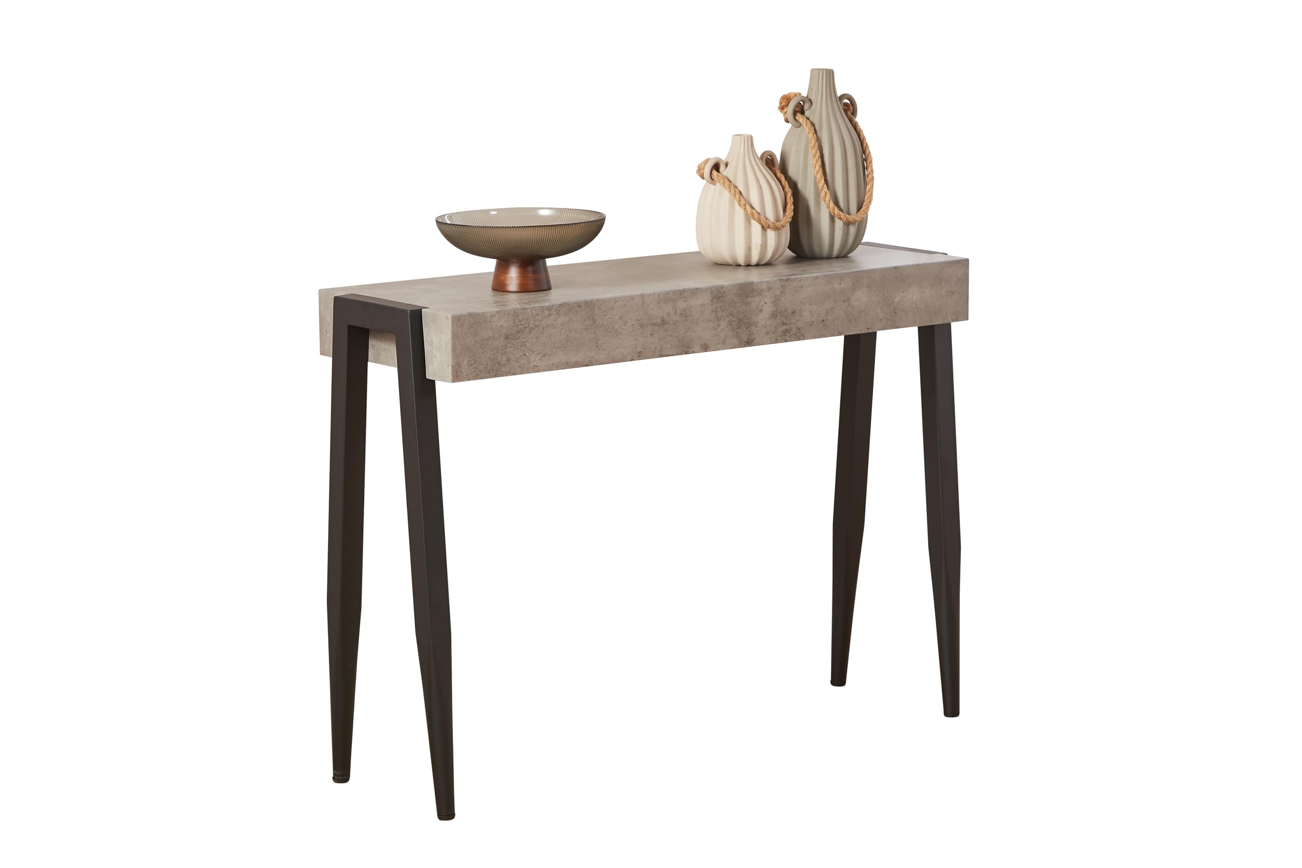 Angle. Kings Brand Furniture - Kings Brand Furniture Camden Marble-Style Console Sofa Entryway Table for Hallway, Living Room, Foyer, Black/Gray - Silver.