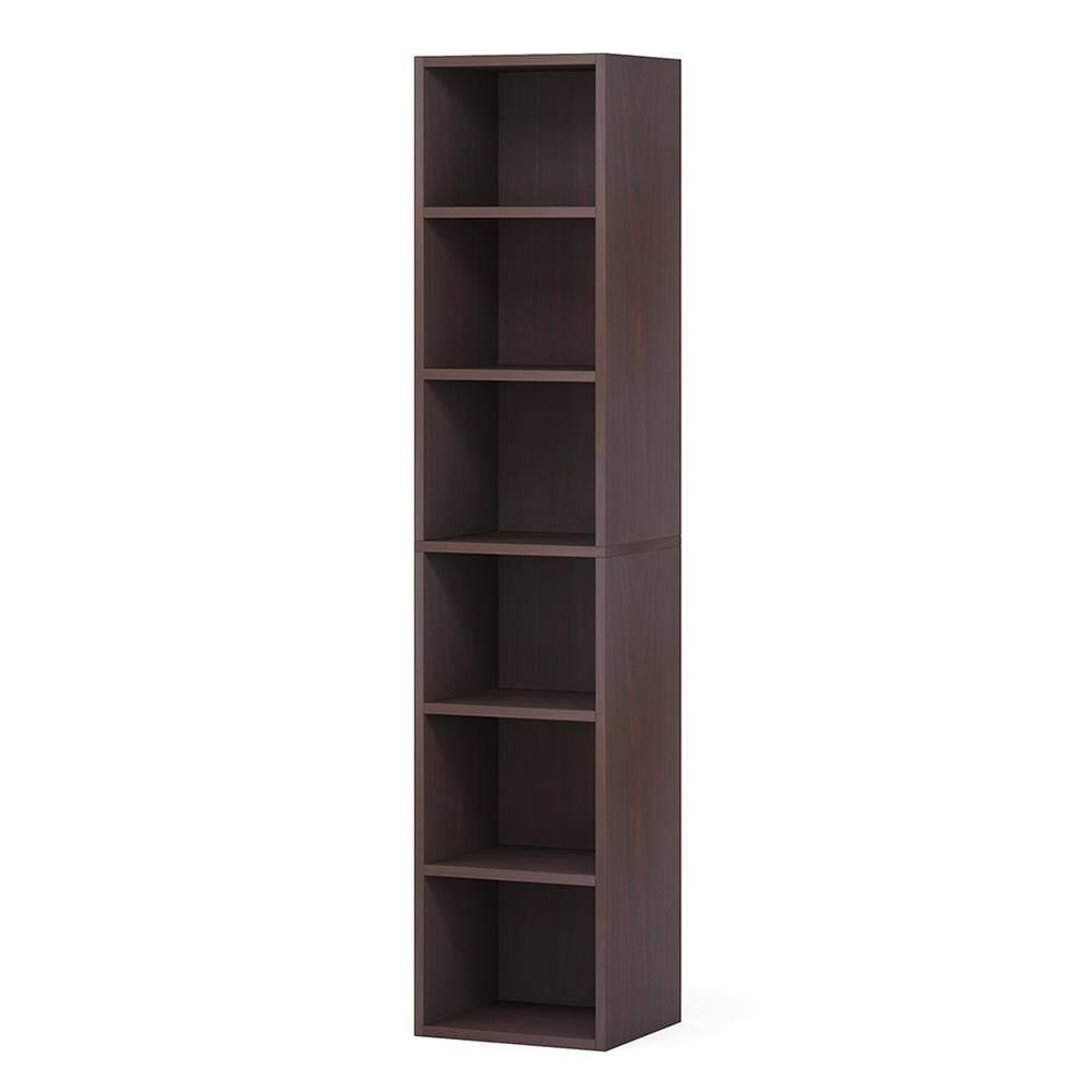 Back. Kadyn - Kadyn Bookshelf, Storage Shelf, Bookcase,70.9" Corner Bookcase, Modern 6-Tier Narrow Cube Display Shelves,Walnut - Walnut.