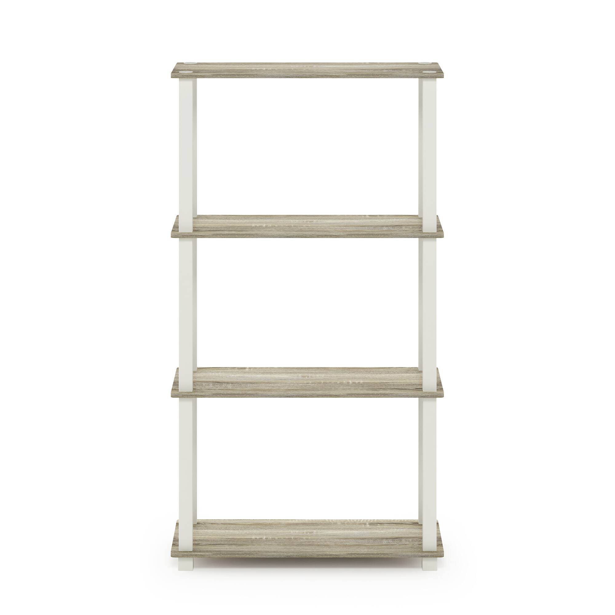Alt View 2. Furinno - Turn-S-Tube 4-Tier Multipurpose Shelf Display Rack with Square Tube, Sonoma Oak/White - Sonoma Oak/White.