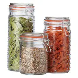 EuroHome - Glass Canister with Gasket 3-Piece Set - Clear
