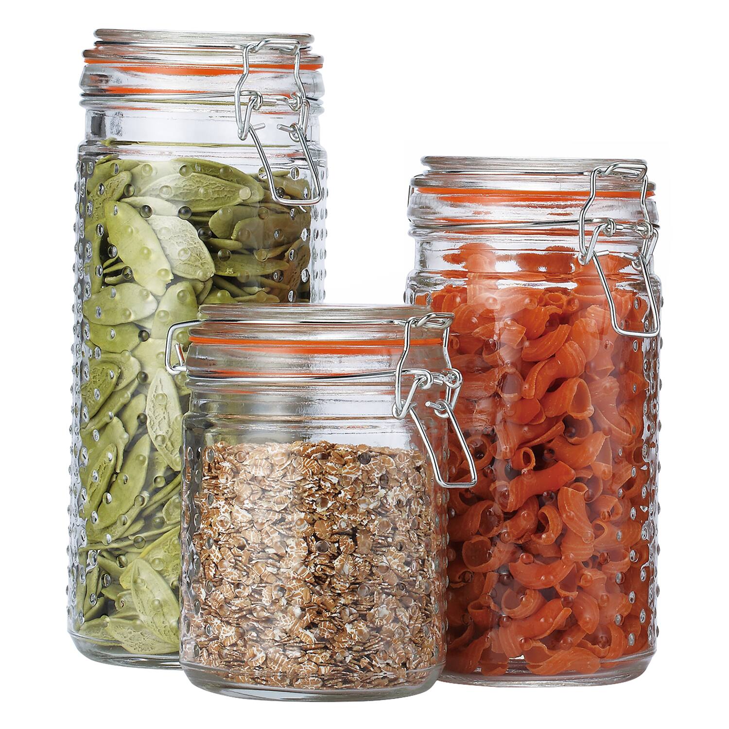 Front. EuroHome - Glass Canister with Gasket 3-Piece Set - Clear.