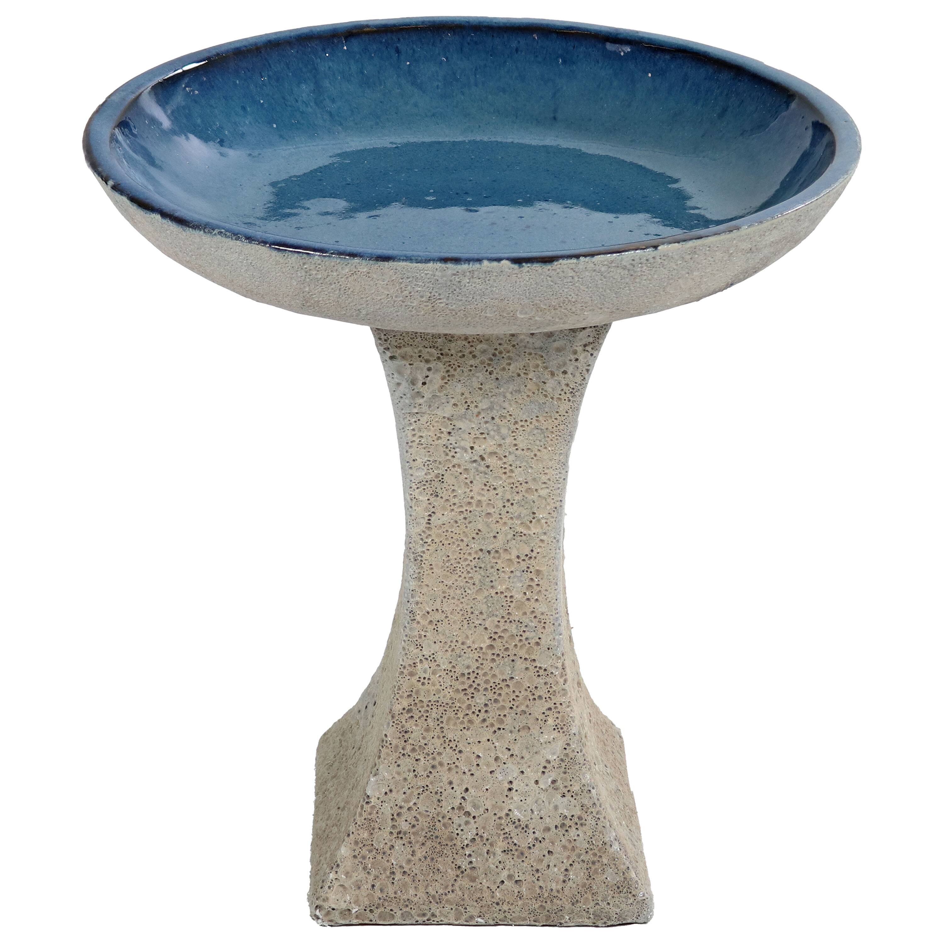 Alt View 8. Sunnydaze - Nantes Lava Finish Bird Bath Distressed Ceramic - White.