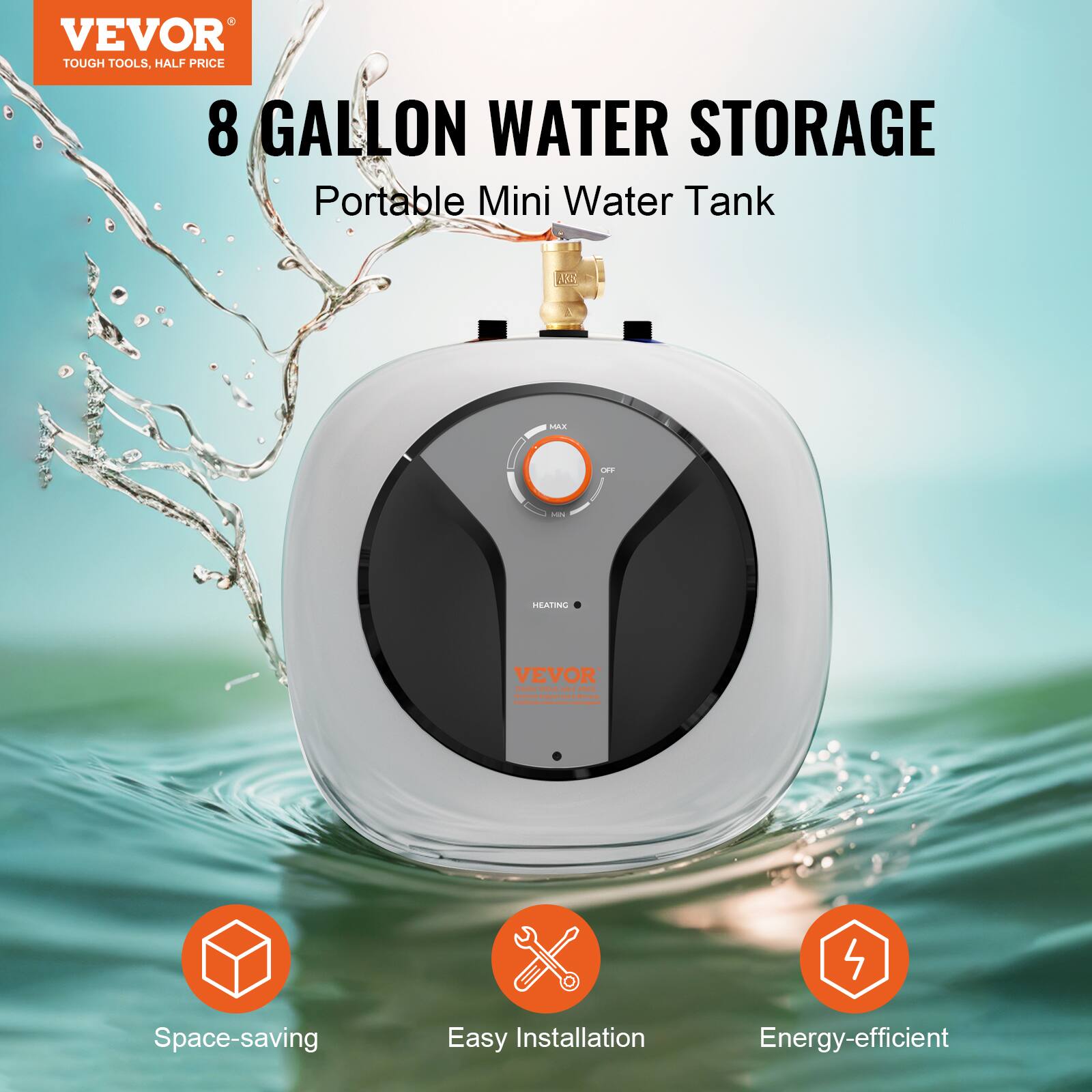 VEVOR TOUGH TOOLS, HALF PRICE  
8 GALLON WATER STORAGE Portable Mini Water Tank

VEVOR 1000 TOOLS - PRICE factor have - Vitamin Certificate encreat contequed

4  
Space-saving  
Easy Installation  
Energy-efficient
