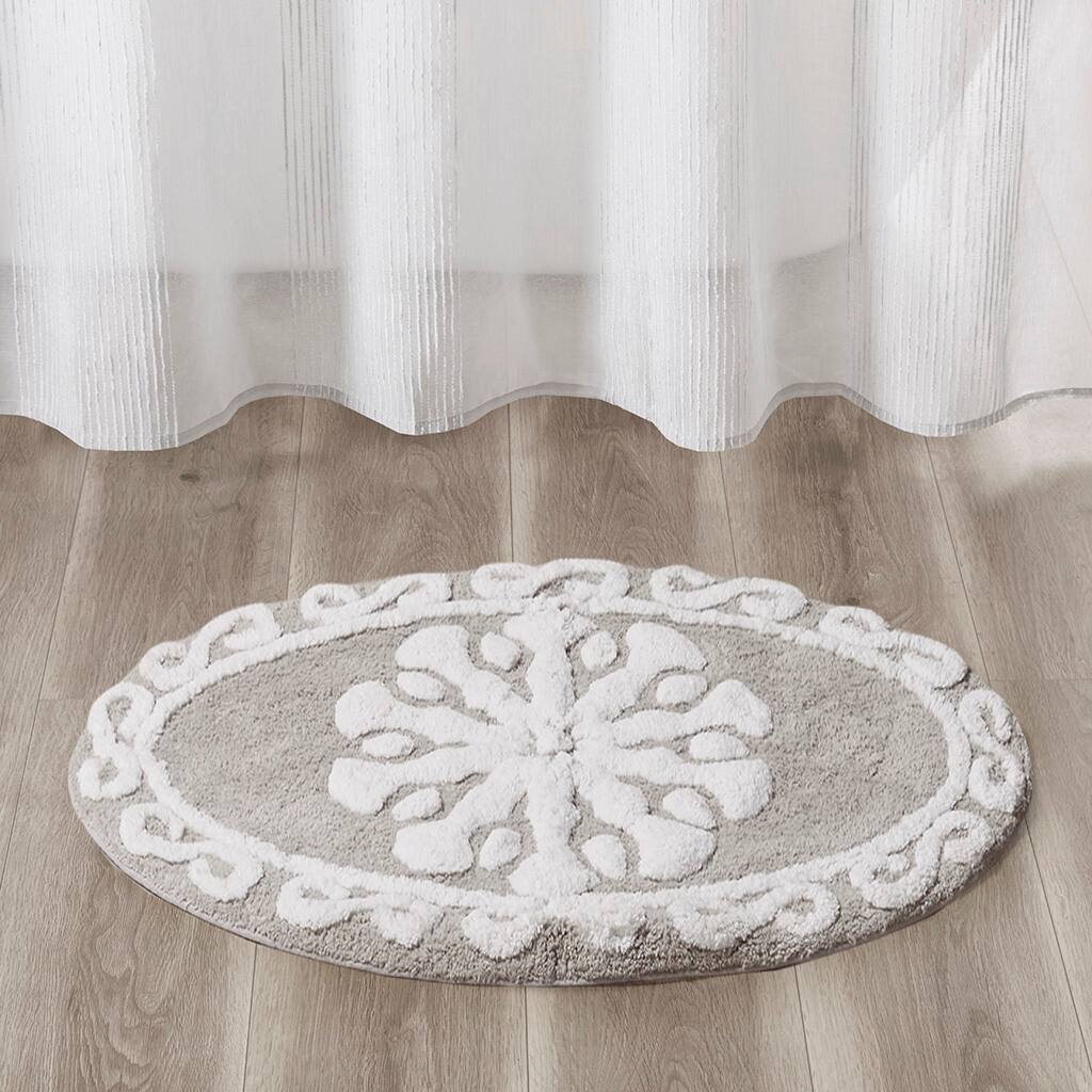 Front. APRILSOUL - Global Medallion Cotton Bath Rug Plush Super Absorbent Multiple Sizes Colors - taupe.