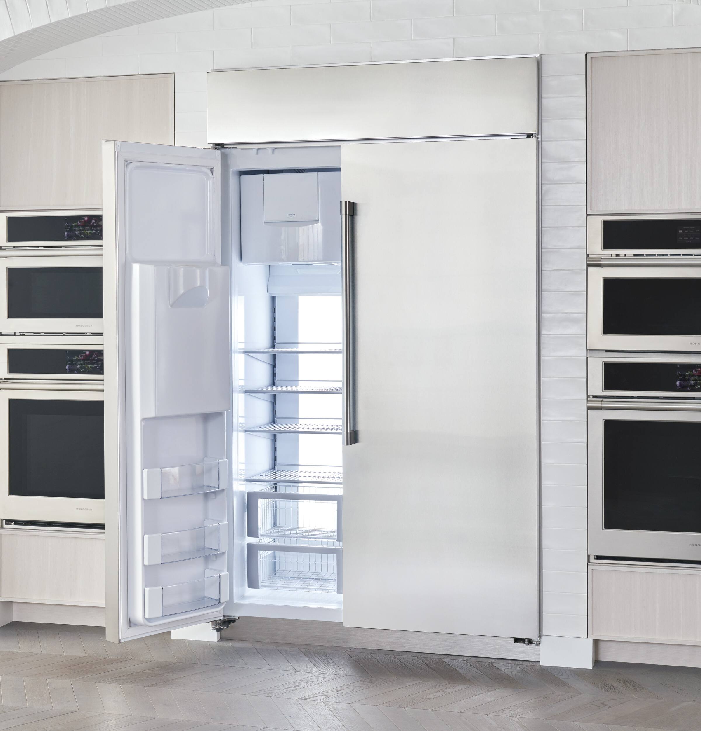 Alt View 10. Monogram - 28.8 Cu. Ft. Side-by-Side Built-In Smart Refrigerator with Dispenser - Stainless steel.