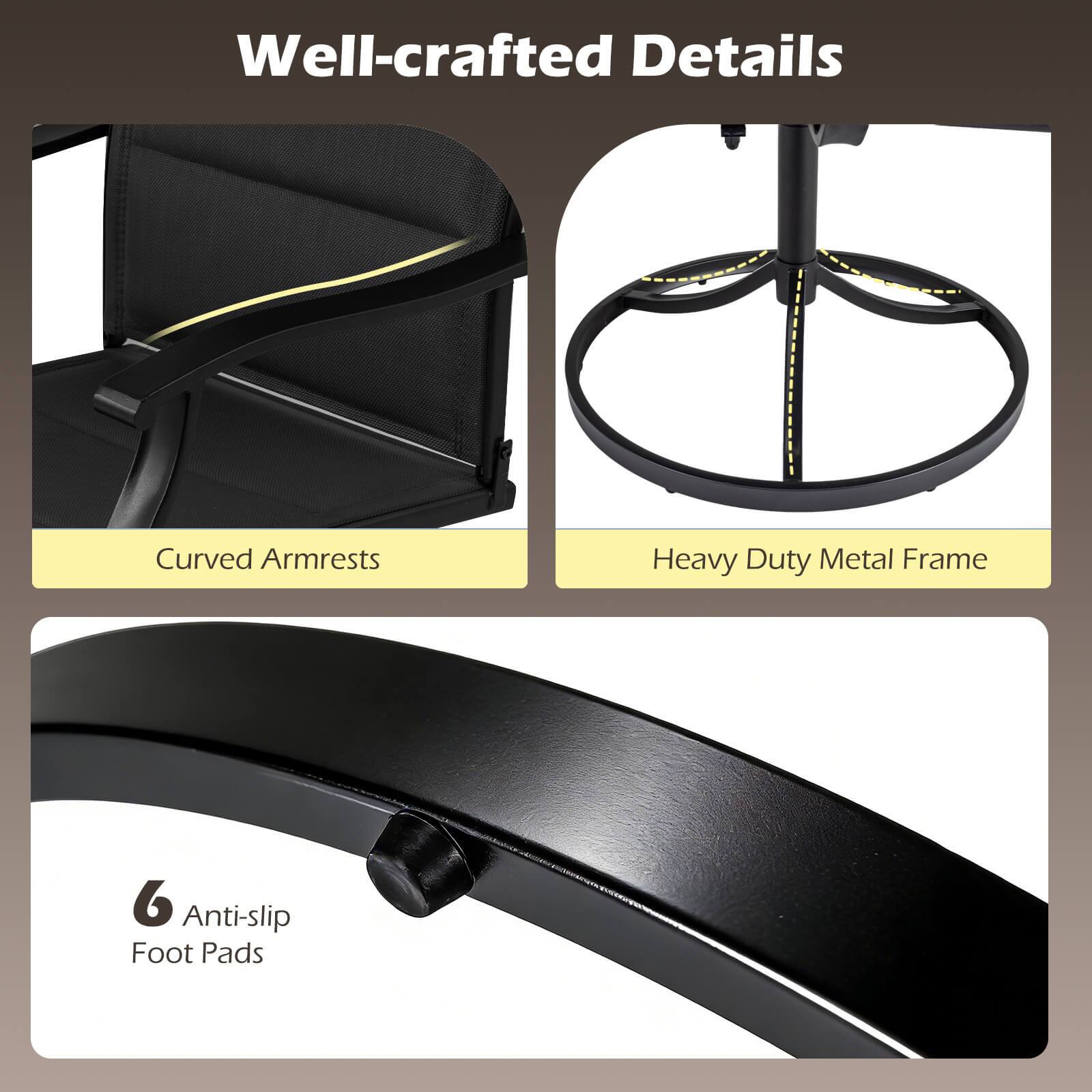 Well-crafted Details

- Curved Armrests
- Heavy Duty Metal Frame
- 6 Anti-slip Foot Pads