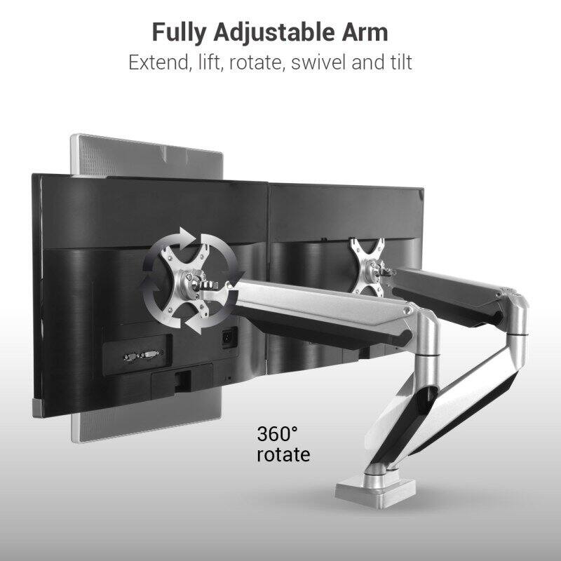 Fully Adjustable Arm  
Extend, lift, rotate, swivel and tilt  
360° rotate