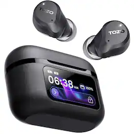 TOZO - Ai Translation ANC+ENC Wireless Earbuds, 60H, Hi-Res Stereo Bass+, Comfort‑Fit, Clear Calls, Bluetooth 6.0 Headphones - Black