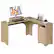 Angle. Bestier - 55inch L-Shaped Computer Desk with File Drawer Monitor Stand and Fluted Panels Office Desk - Natual Oak.