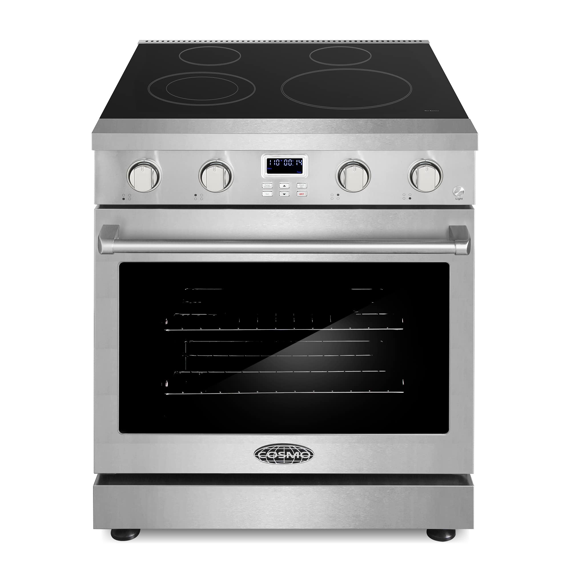 COSMO - COS-ERC304KBD 30 in. Haven Collection 4.8 cu. ft. Electric Range with 4 Burner Glass Cooktop and Convection Oven - Stainless Steel