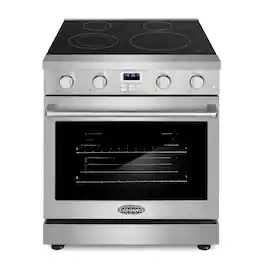 COSMO - COS-ERC304KBD 30 in. Haven Collection 4.8 cu. ft. Electric Range with 4 Burner Glass Cooktop and Convection Oven - Stainless Steel