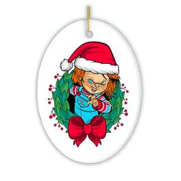 OrnamentallyYou - Santa Chucky Christmas Ornament Oval Version - Multi-colored