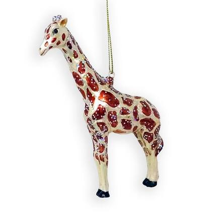 Front. OrnamentallyYou - Giraffe Glass Christmas Ornament - Multi-colored.