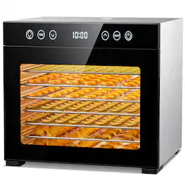 Teendow - 8-Layer Stainless Steel Food Dehydrator – Fast Drying, Compact Footprint, BPA-Free Trays, Touch Controls - Black