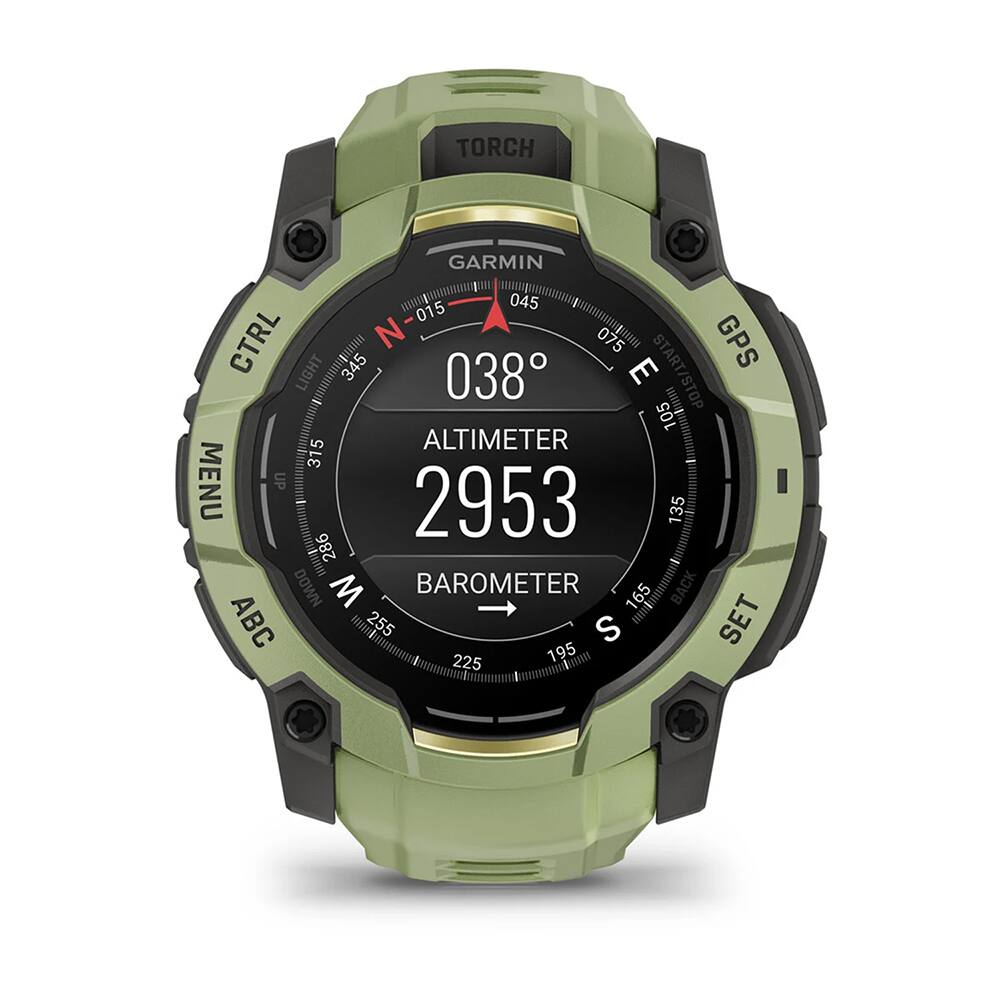 TORCH GARMIN 015 045 CTRL N 075 GPS LIGHT 345 038 E START/STOP 105 m ALTIMETER 315 MENU UP 2953 135 286 DOWN W BAROMETER BACK 165 ABC 255 S SET 225 195