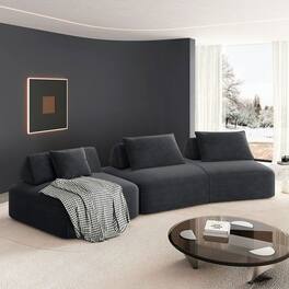 Kadyn - 139" Modular Sectional Sofa Set, DIY Configuration with Fluffy Chenille and Removable Backrests, Dark Grey - Gray