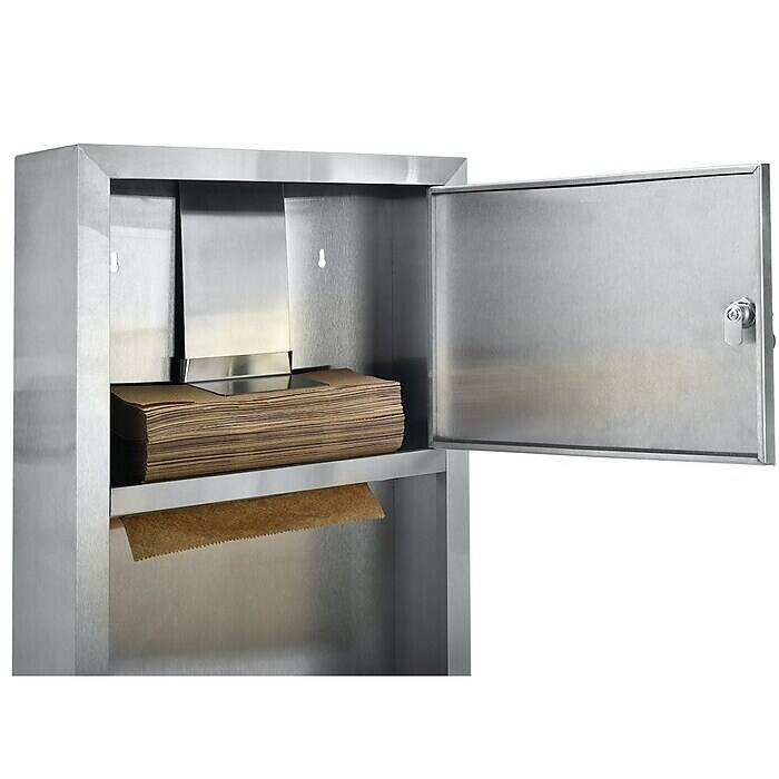 Alt View 3. Alpine Industries - Paper Towel Holder, 28" Stainless Steel, Surface-Mounted Paper Towel Dispenser with Trash Receptacle - Stainless Steel.