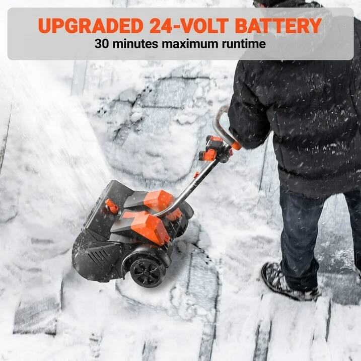 UPGRADED 24-VOLT BATTERY  
30 minutes maximum runtime
