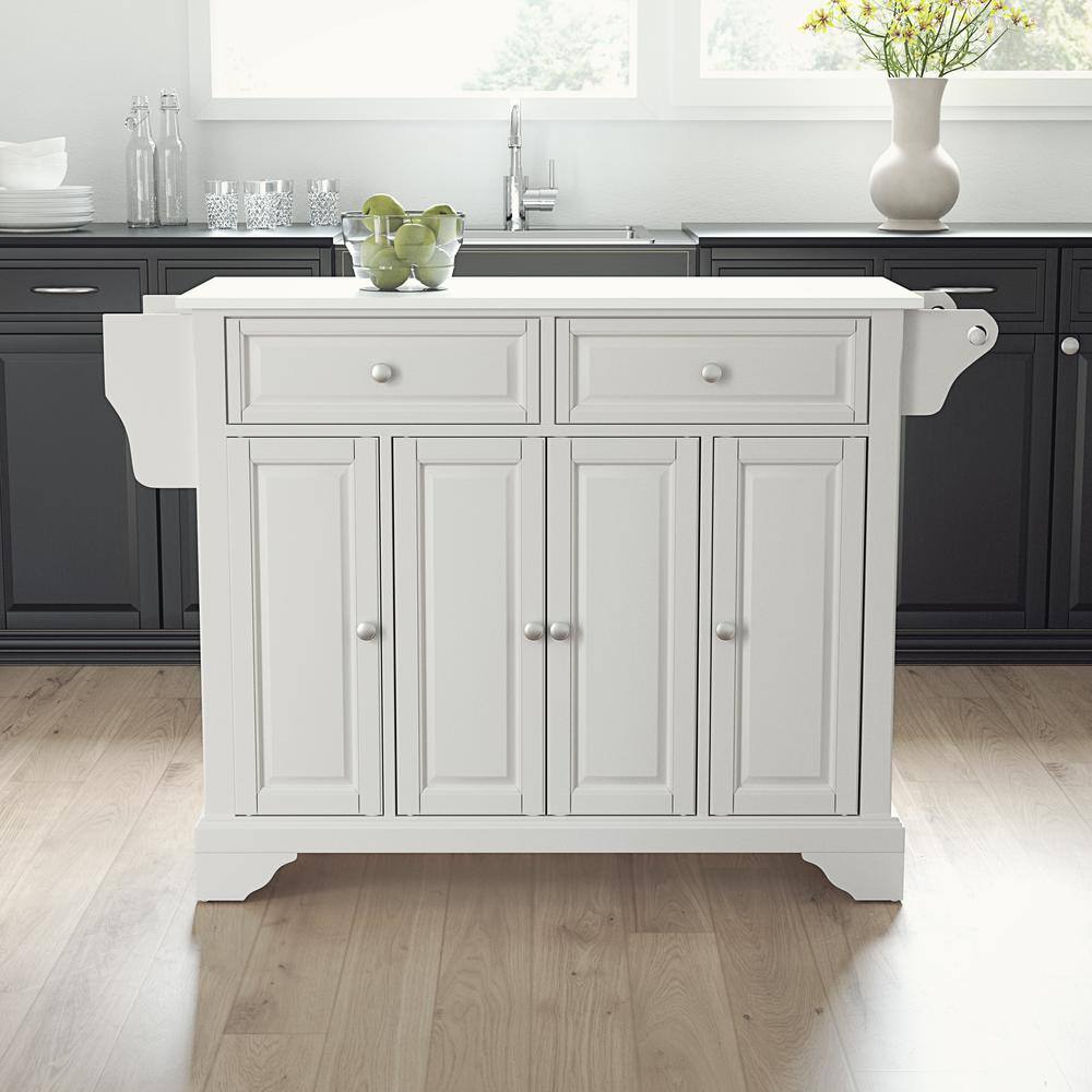 Alt View 3. Crosley Furniture - Lafayette Stone Top Full Size Kitchen Island/Cart - White.