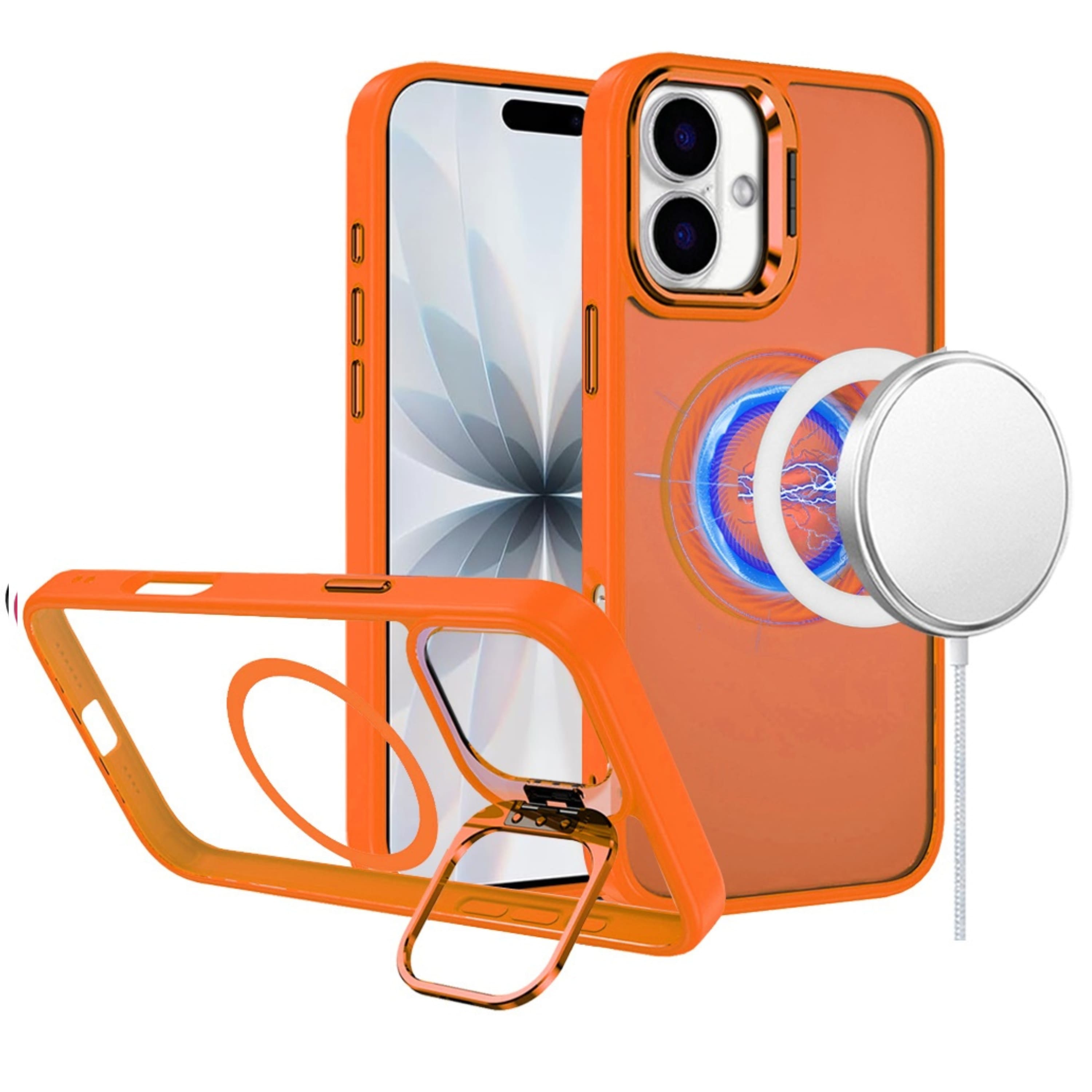 Kitcheniva - Magnetic Circle Metallic Lens Stand Case With Tempered Glass For iPhone 17 Cosmic - Orange price history on PriceWatchPro