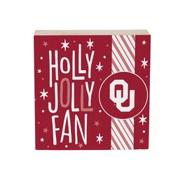 Evergreen Enterprises - Oklahoma Sooners 6" Holiday Wood Plock Shelf Sign - Multicolor
