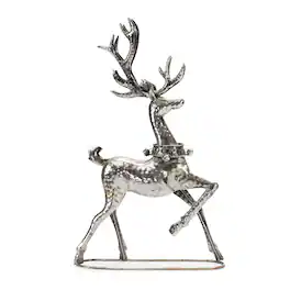 BreeBe - Hammered Metal Holiday Reindeer (Set of 2) - Silver