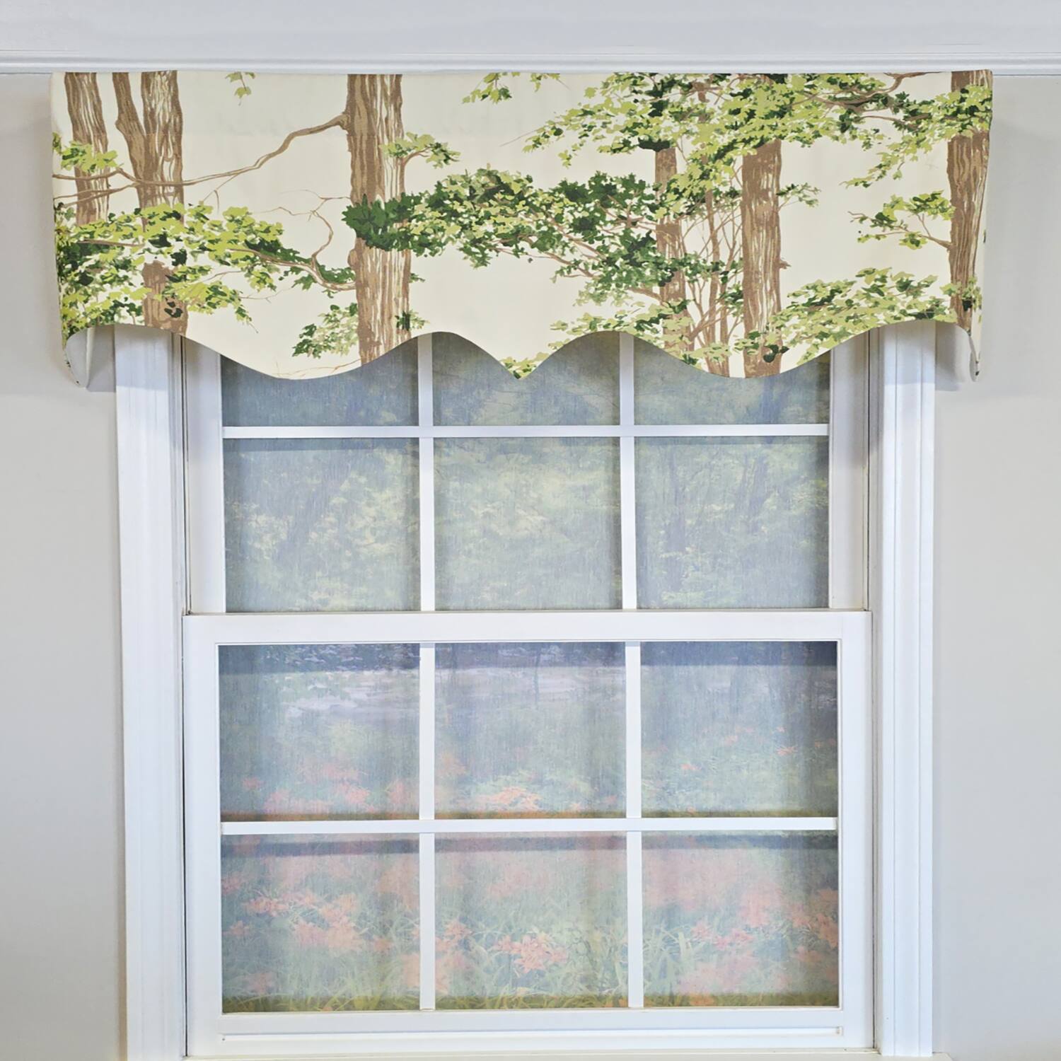 Angle. RLF Home - RLF Home 100% Cotton Canopy Regal  Fully lined Windows Rod Pocket Valance 50" x 17"  Ivory - Ivory.