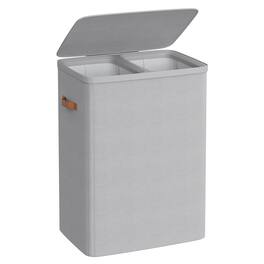 Songmics Home - Laundry Basket, 44.9 Gal. Laundry Hamper, 2 Compartments, Easy Assembly, with Lid and Handles, Removable Inner Bags - Dove Gray