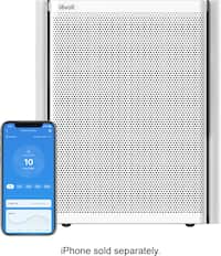 Levoit 9:41 1 Smart Air Purifier Anaheim Outdoor PM2.5 2D Indoor PM2.5 10 Very Good Low Med High Sleep Filter Life 87% Remaining PM2.5 12 2AM DI AM 1 M - AM 12 12 AM iPhone sold separately.