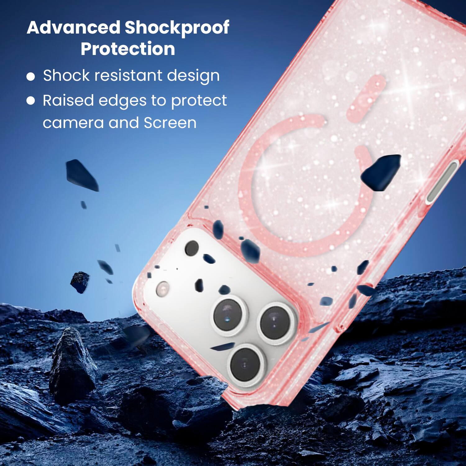 Advanced Shockproof Protection

- Shock resistant design
- Raised edges to protect camera and screen