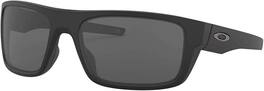 Oakley - Men's OO9367 Drop Point Rectangular Sunglasses, Matte Black/Prizm Black Polarized, 61 mm - Matte Black/Grey