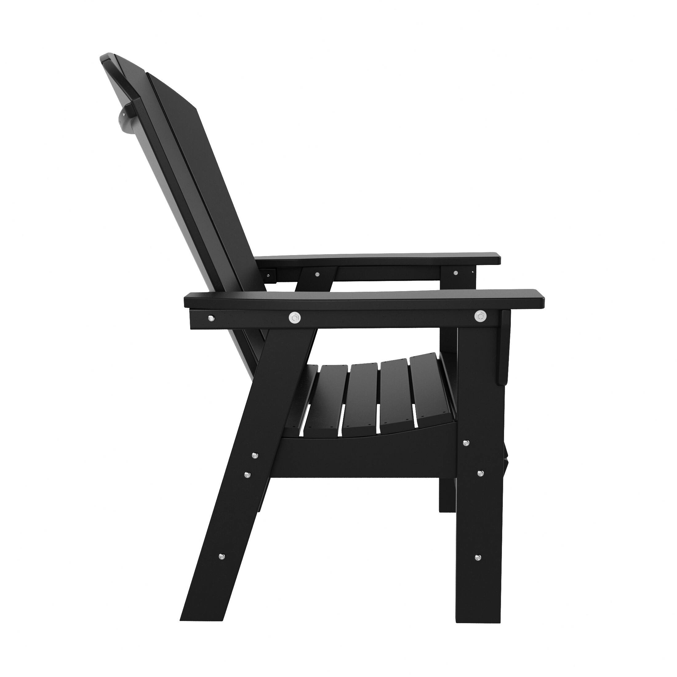 Alt View 1. WestinTrends - WestinTrends Malibu Outdoor Patio HDPE Plastic Adirondack Dining Chair - Black.