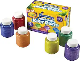 Crayola - 6-color Glitter Washable Kids Paint, Colors, 2 oz., 6/Set (54-2400) - Assorted