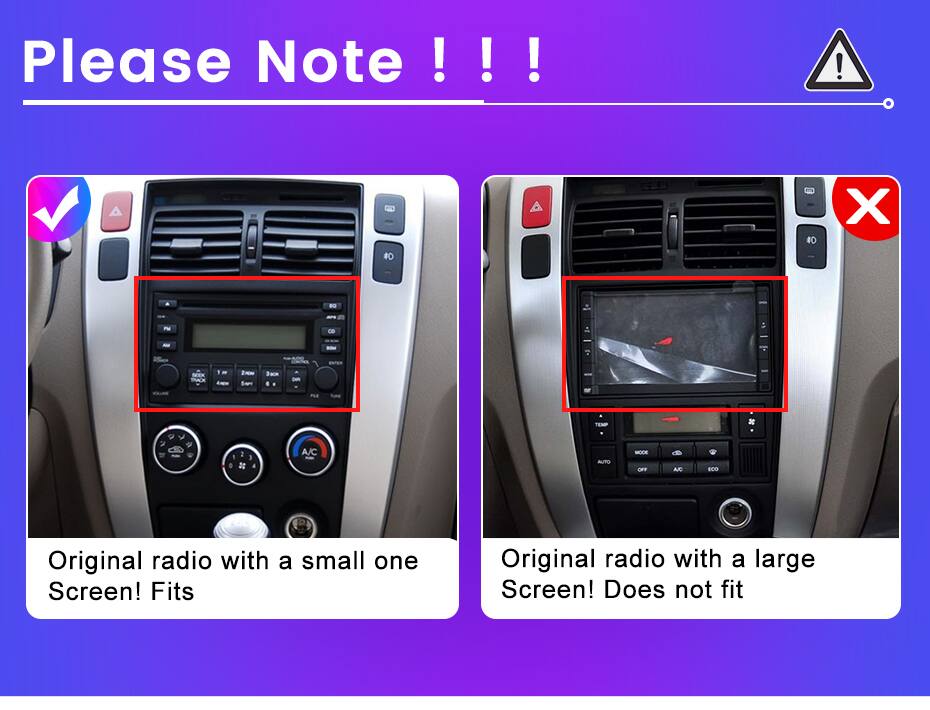 Please Note !!!  
#O X 80 EG o - SE PN - - S Sacm - - T 7 4 1 1 2 A/C AUTO MODE OFF AC EDD  
Original radio with a small one Screen! Fits  
Original radio with a large Screen! Does not fit