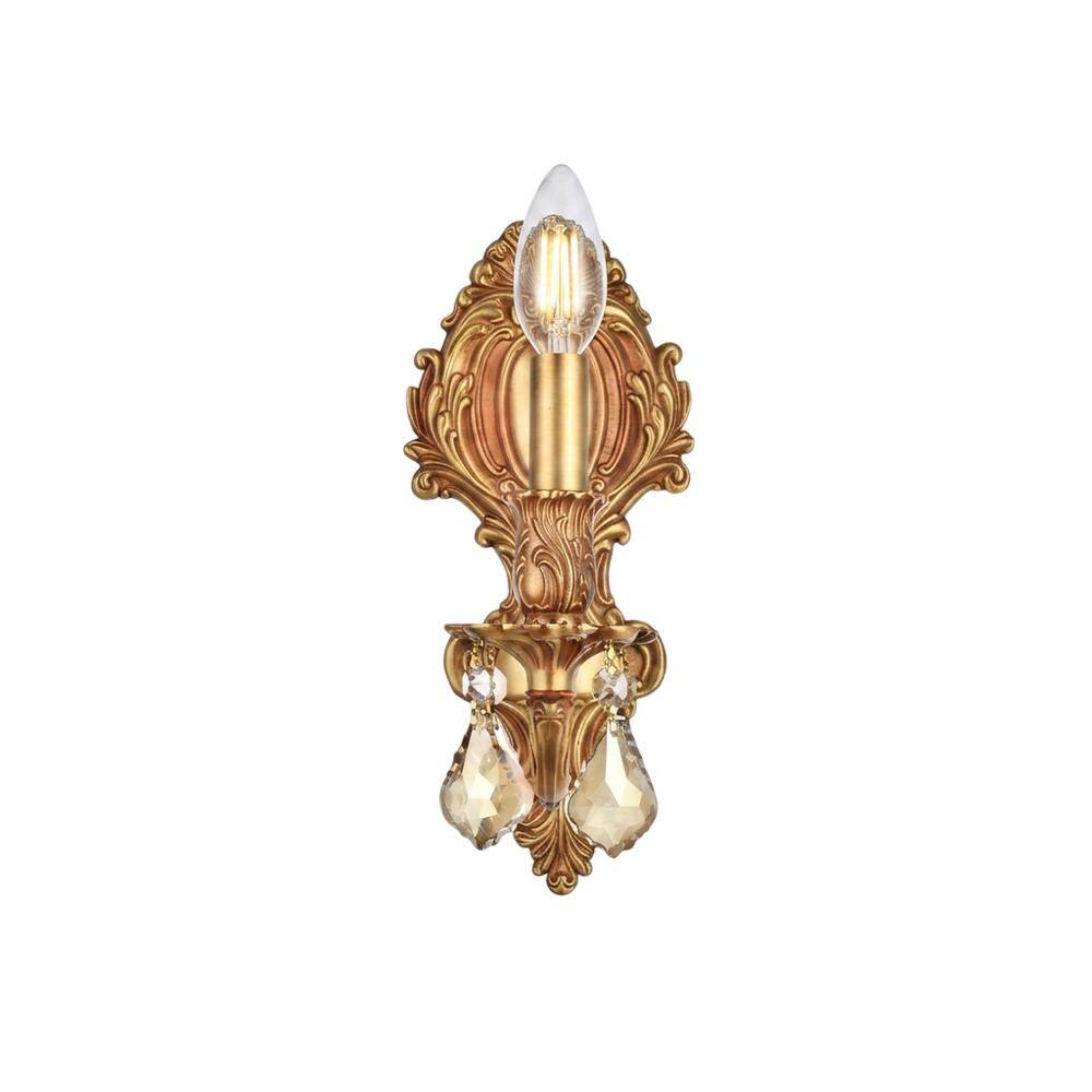 Elegant Lighting - Monarch 1 light Wall Sconce Golden Teak (Smoky) Royal Cut Crystal - French Gold price history on PriceWatchPro