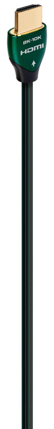 The text on the image reads "8K-10K HDMI." This suggests that the device being used is capable of transmitting high-definition video signals, with a resolution of either 8,000 or 10,000 pixels. The green connector on the end of the long black cable is likely used to connect the device to a display or other compatible equipment.