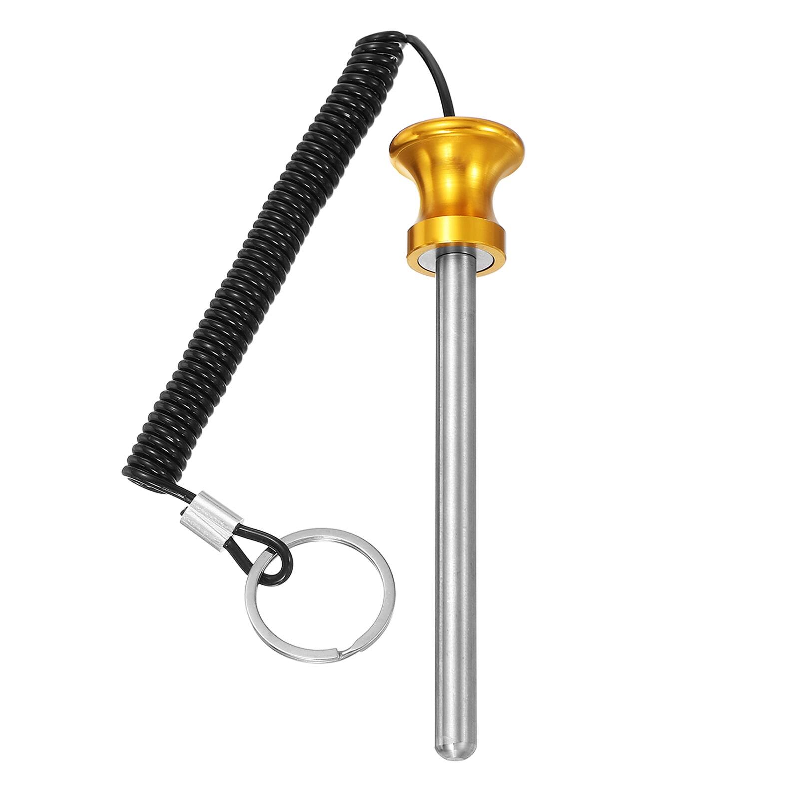 Front. Unique Bargains - Weight Stack Pin, Gym Pin Strength Training Replacement with Pull Rope, 0.4 x 4.7 Inch for Home/Gym Machine - Gold.