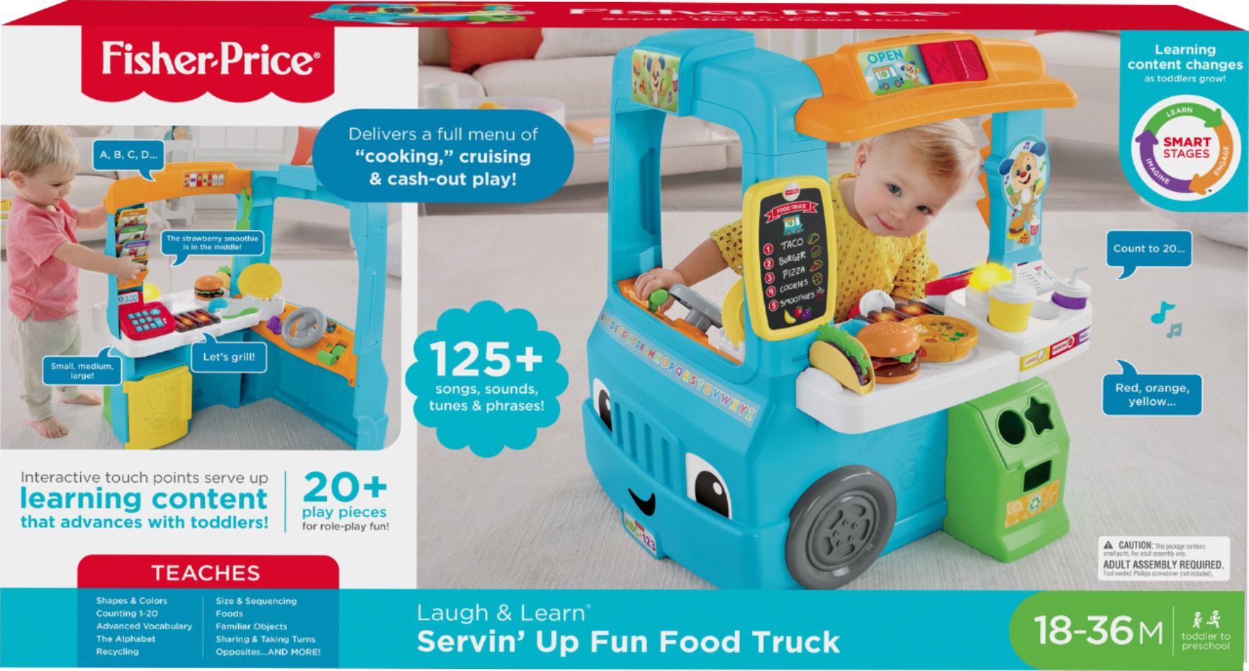 Blue NEW Fisher-Price Interactive Laugh & Learn Servin' Up Fun Food Truck 