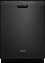 Maytag - 24" Front Control Built-In Dishwasher with Stainless Steel Tub - Black - Front_Standard