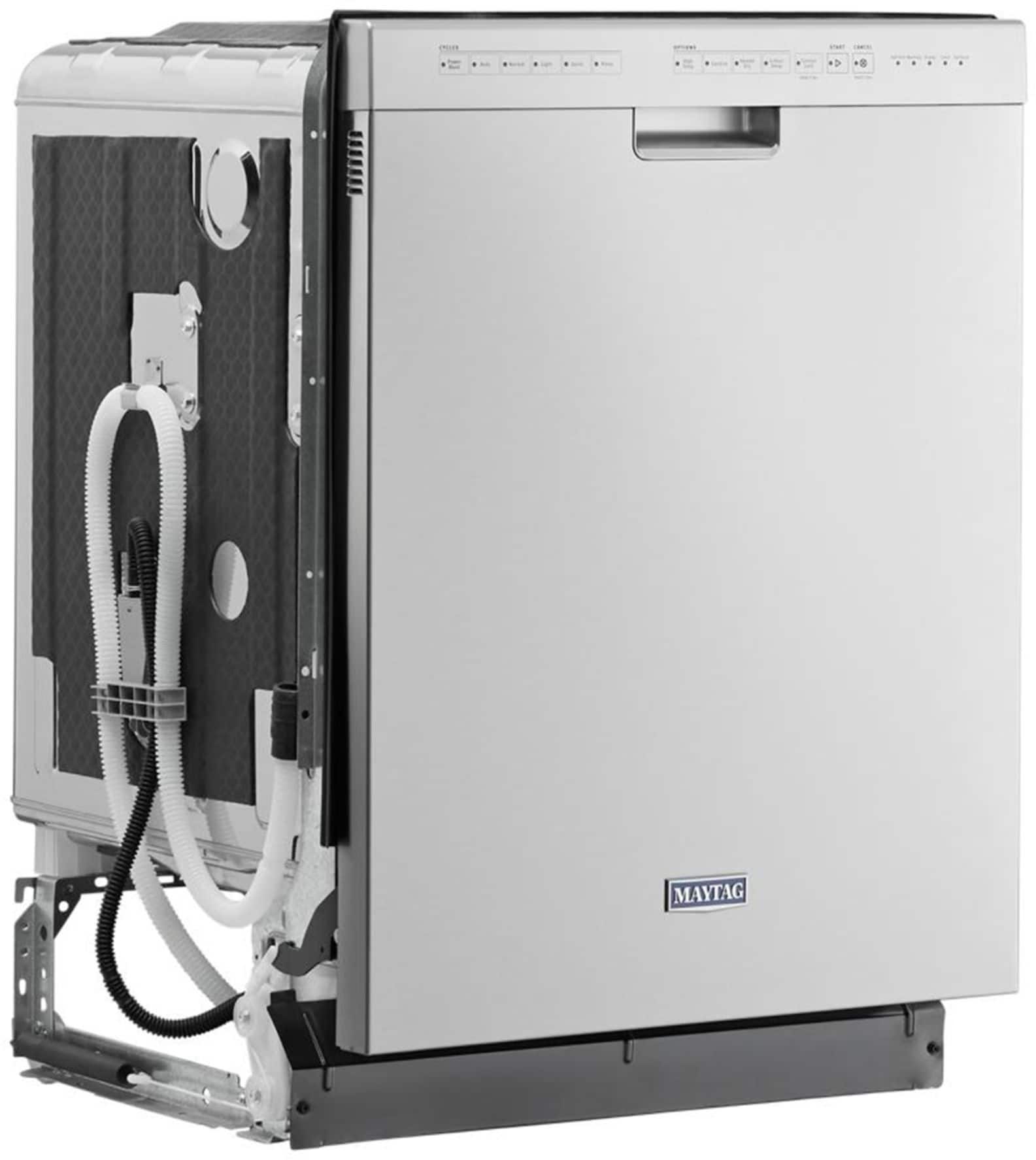Angle. Maytag - 24" Front Control Built-In Dishwasher with Stainless Steel Tub - Stainless Steel.